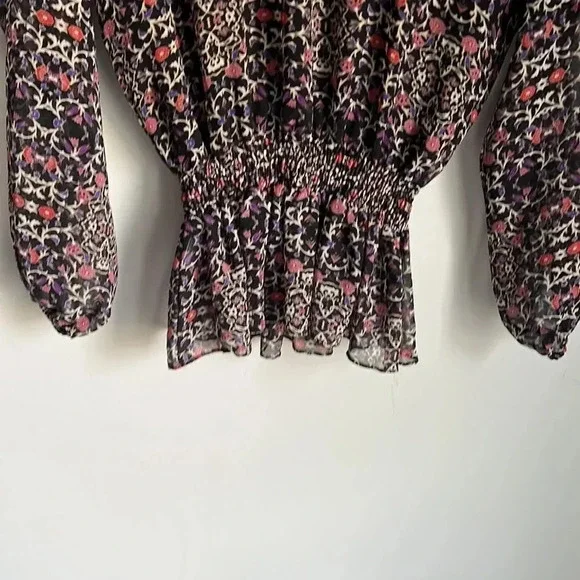 Misa Los Angeles black floral vera ruffle blouse - Picture 8 of 12